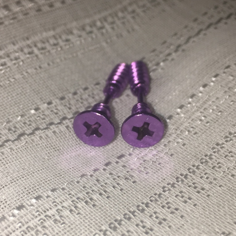 Purple Screw Earrings - Picture 2 of 5